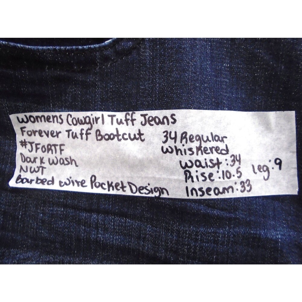 Cowgirl Tuff Forever Tuff Bootcut Denim Jeans Womens Size 34 (34x33) NWT Blue - Picture 4 of 15